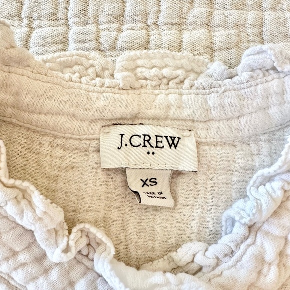 J.Crew Cream Cotton Ruffle Sleeve High Neck Henley Top | Southwestern Boho | XS - Picture 6 of 6